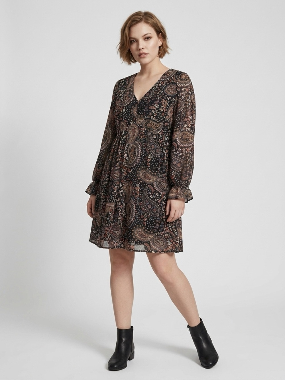 Torrid Multicolor Paisley Long Sleeve Dress